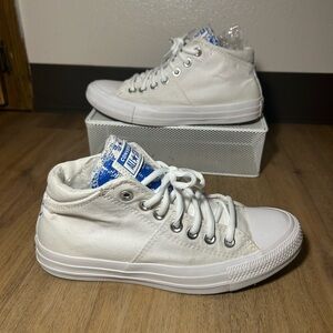 Converse Women Off White and Blue High-Top Sneakers Size 7